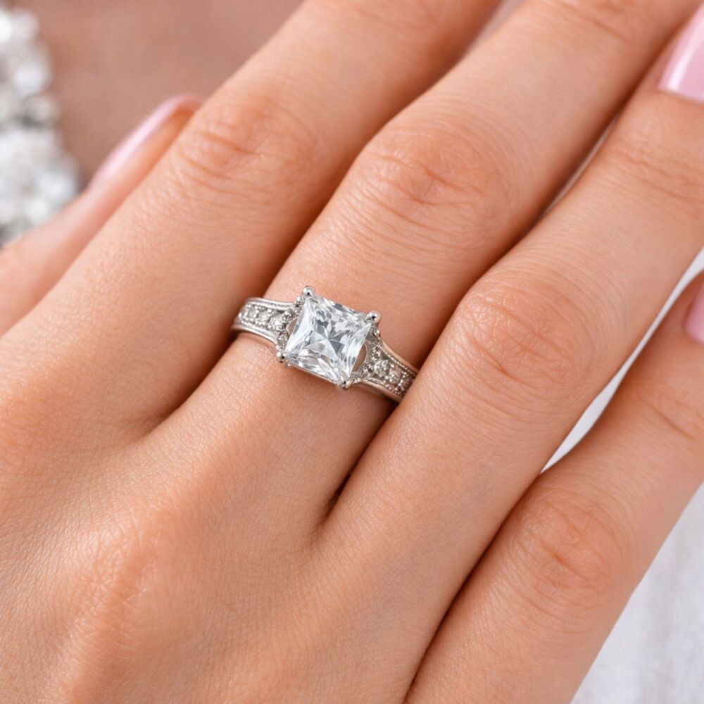 Sterling Silver Engagement Ring Size 4.5 925 Solitaire CZ Cubic Zirconia Promise